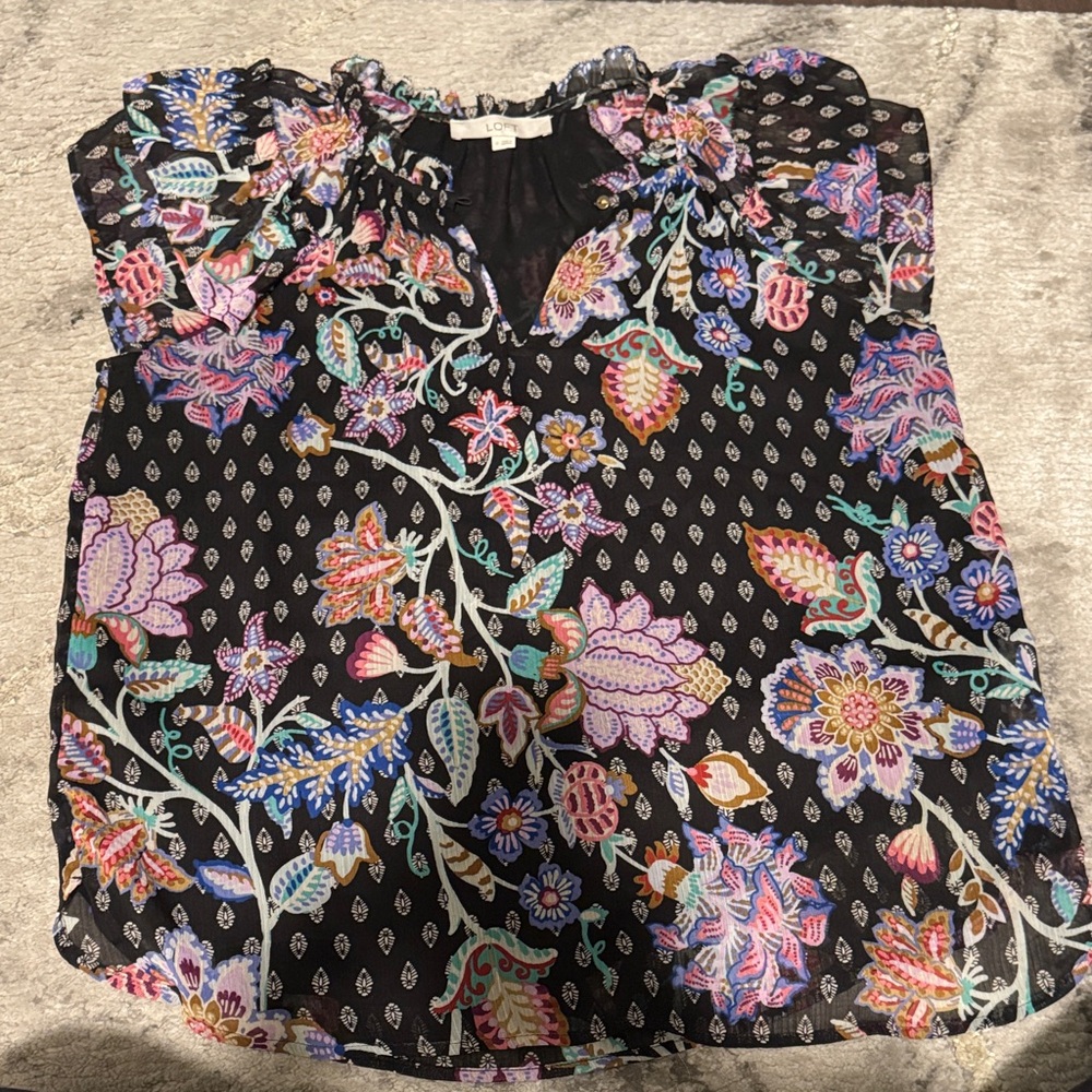 LOFT Black Floral Women's Blouse
